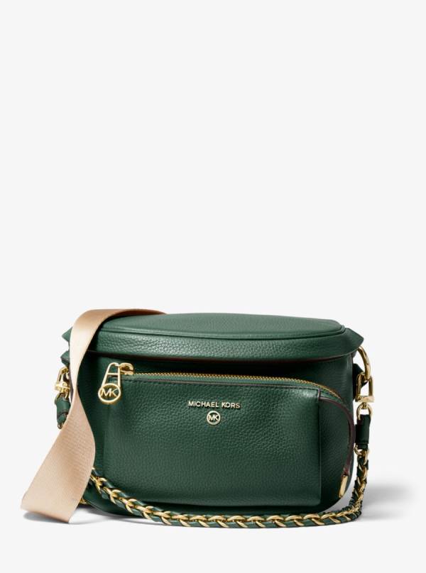 Damske Crossbody Kabelka Michael Kors Slater Medium Pebbled Leather Sling Pack Olivovo Zelená - Kabelky Michael Kors Nejlevnejsi | DLMUY-4107